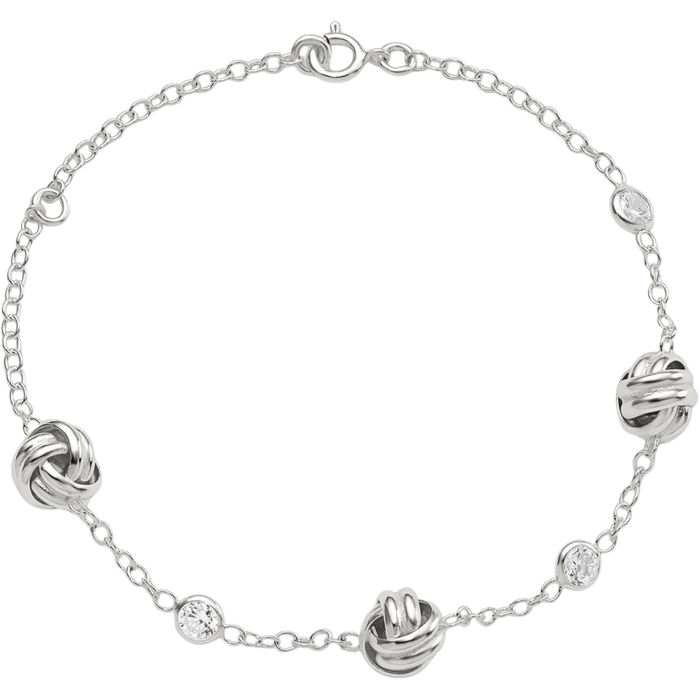 925 Sterling Silver Cubic Zirconia CZ Chain Bracelet