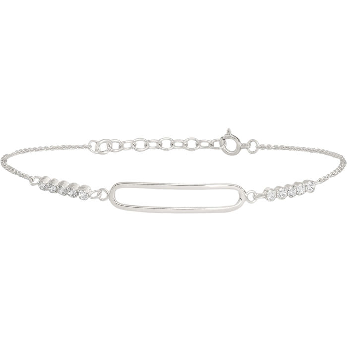 925 Sterling Silver Cubic Zirconia CZ Chain Bracelet