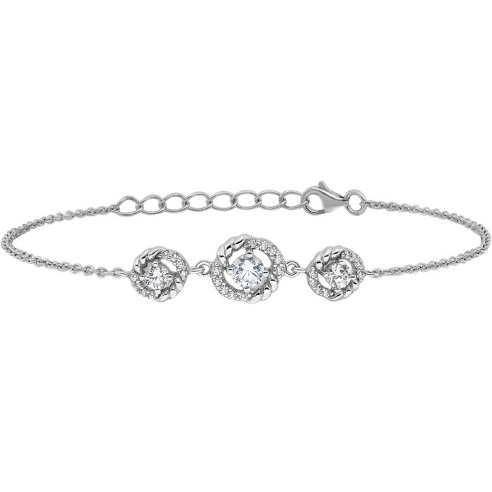 925 Sterling Silver Cubic Zirconia CZ Chain Bracelet