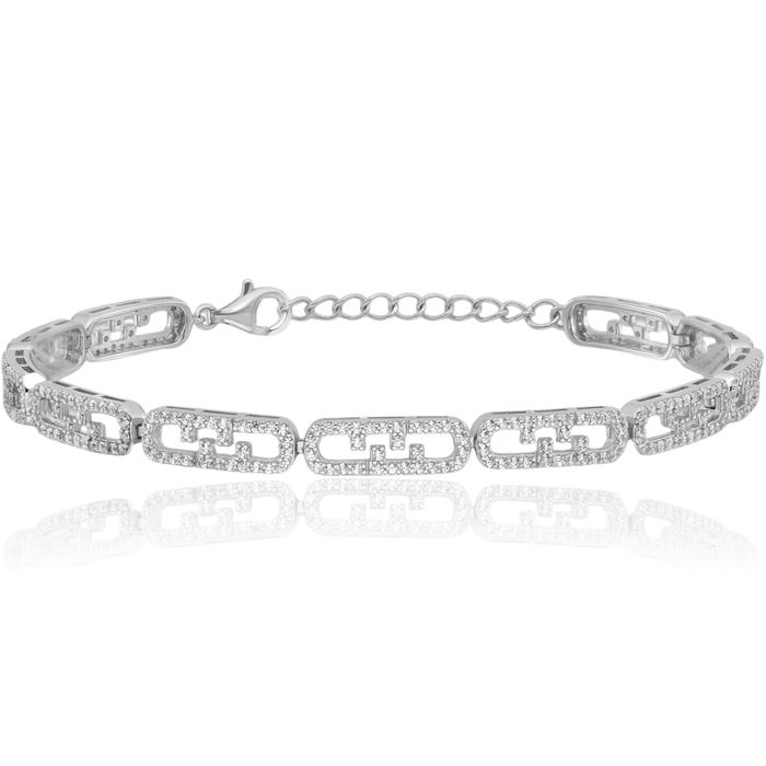 925 Sterling Silver Cubic Zirconia CZ Chain Bracelet