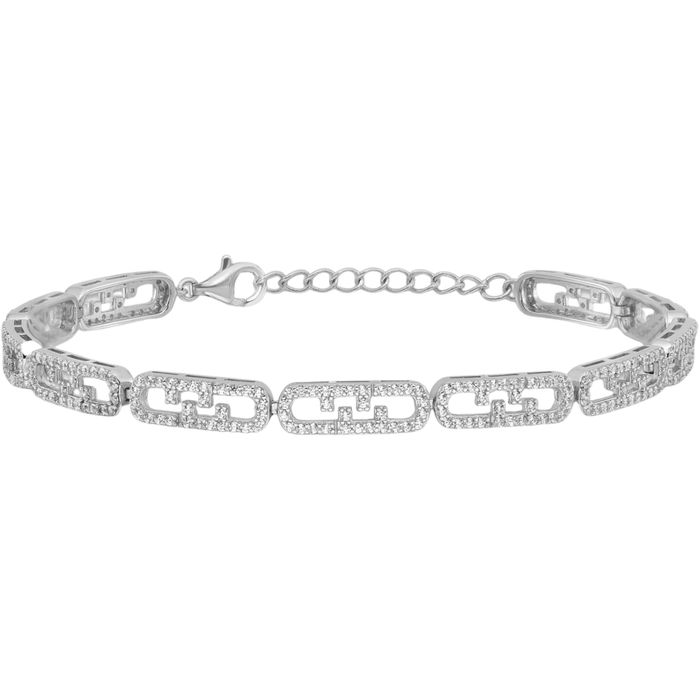 925 Sterling Silver Cubic Zirconia CZ Chain Bracelet