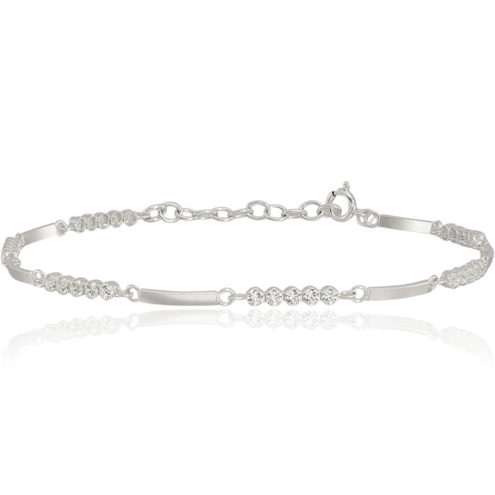 925 Sterling Silver Cubic Zirconia CZ Chain Bracelet