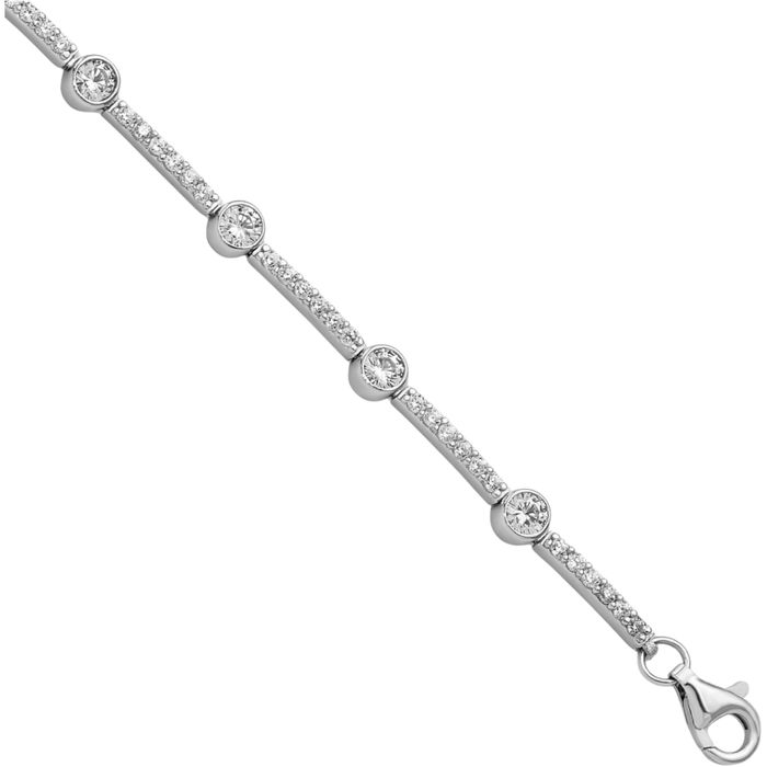 925 Sterling Silver Cubic Zirconia CZ Chain Bracelet