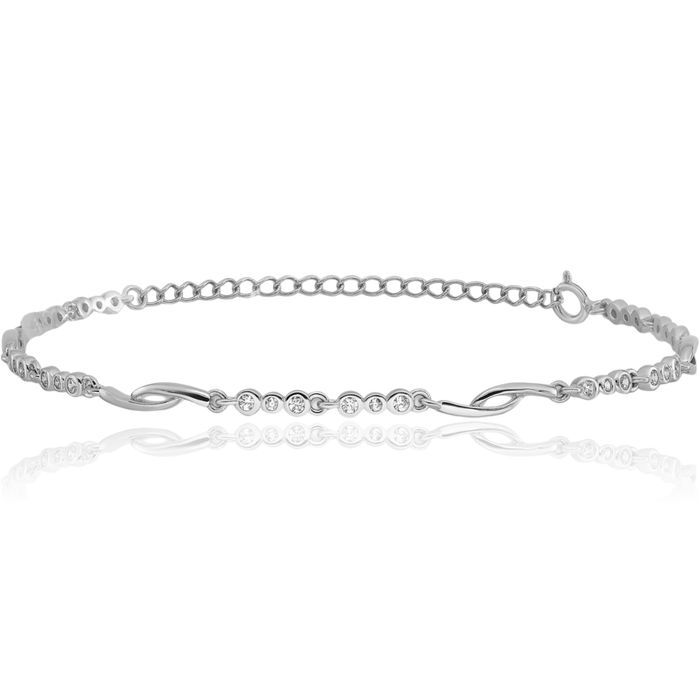 925 Sterling Silver Cubic Zirconia CZ Chain Bracelet