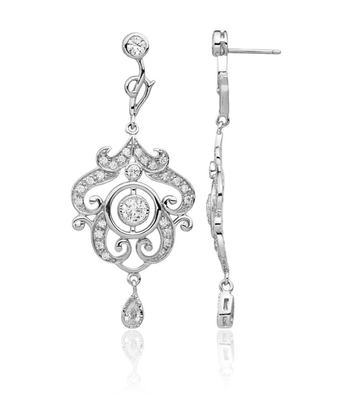 925 Sterling Silver Cubic Zirconia CZ Chandelier Post Drop Dangle Earrings Pear Teardrop Gemstone