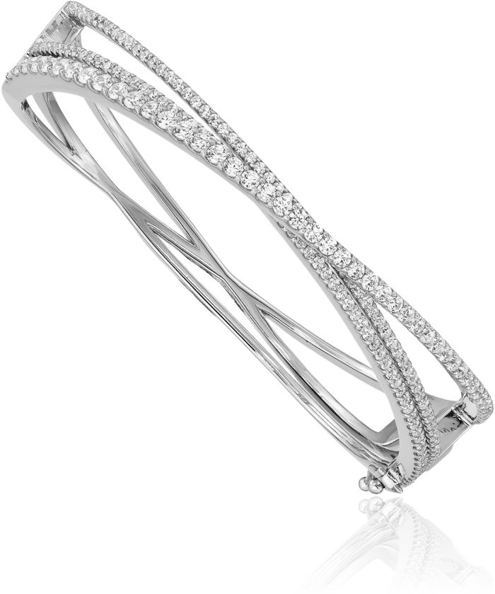 925 Sterling Silver Cubic Zirconia CZ Crisscross Bangle Bracelet