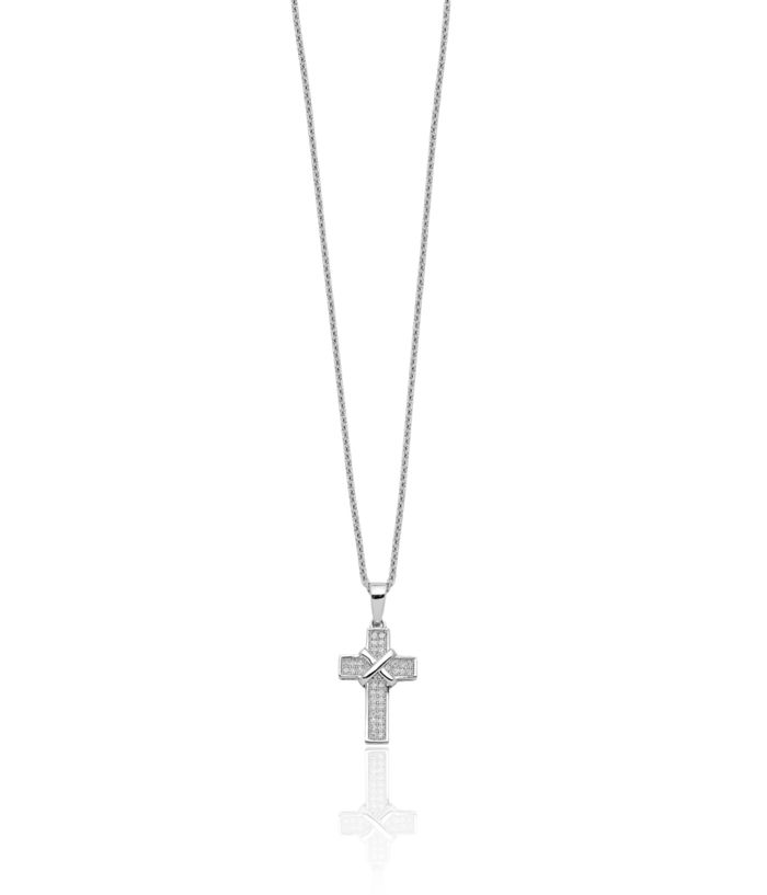 925 Sterling Silver Cubic Zirconia CZ Holy Cross Chain Necklace