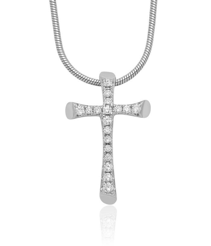 925 Sterling Silver Cubic Zirconia CZ Holy Cross Chain Necklace