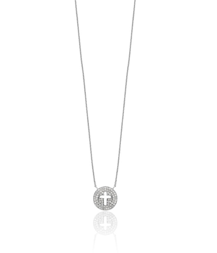 925 Sterling Silver Cubic Zirconia CZ Holy Cross Chain Necklace