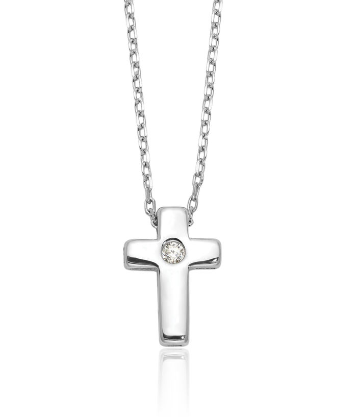 925 Sterling Silver Cubic Zirconia CZ Holy Cross Necklace Chain