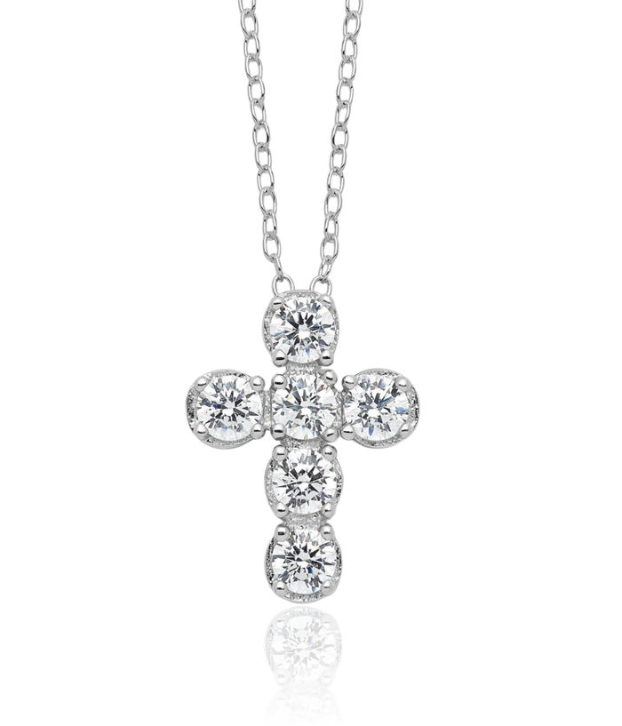 925 Sterling Silver Cubic Zirconia CZ Holy Cross Necklace Chain