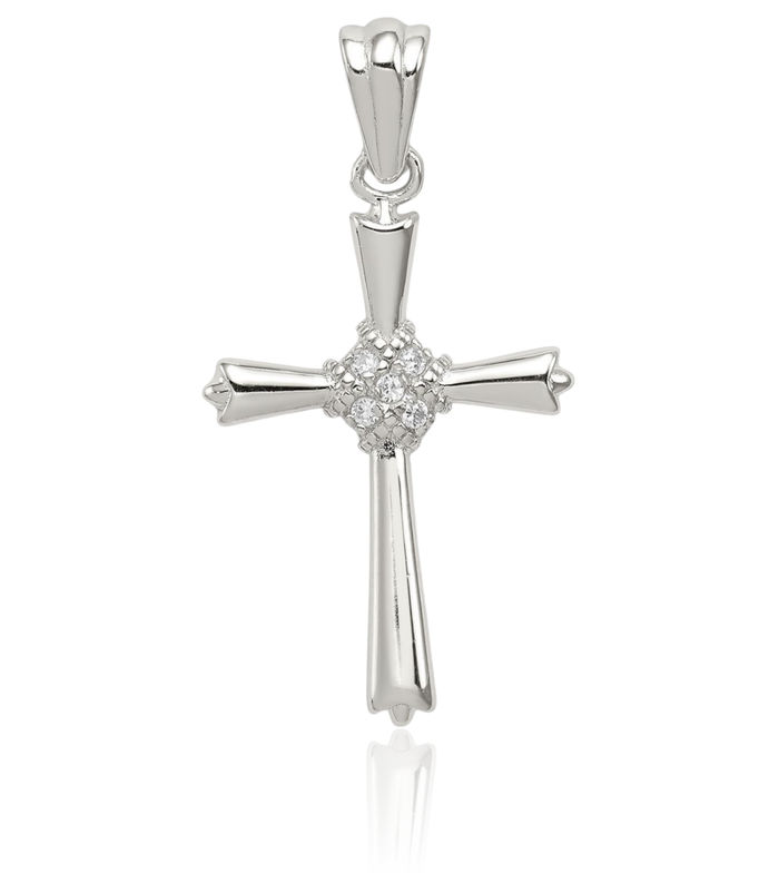 925 Sterling Silver Cubic Zirconia CZ Holy Cross Necklace Religious Chain Pendant Jesus Christ Charm