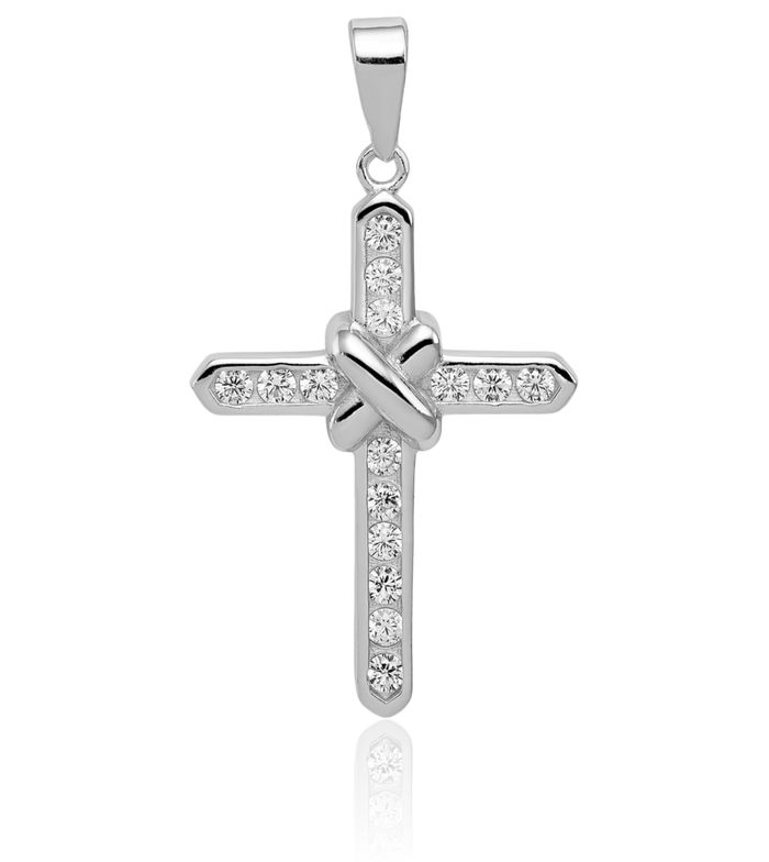 925 Sterling Silver Cubic Zirconia CZ Latin Mexican Holy Cross Necklace Religious Chain Pendant Jesus Christ Charm