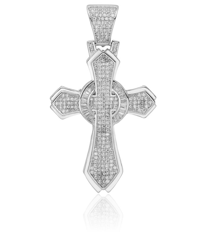 925 Sterling Silver Cubic Zirconia CZ Holy Cross Necklace Religious Chain Pendant Jesus Christ Charm