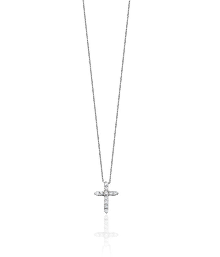 925 Sterling Silver Cubic Zirconia CZ Latin Mexican Holy Cross Necklace Chain Gemstone Pendant Charm April Birthstone Jewelry