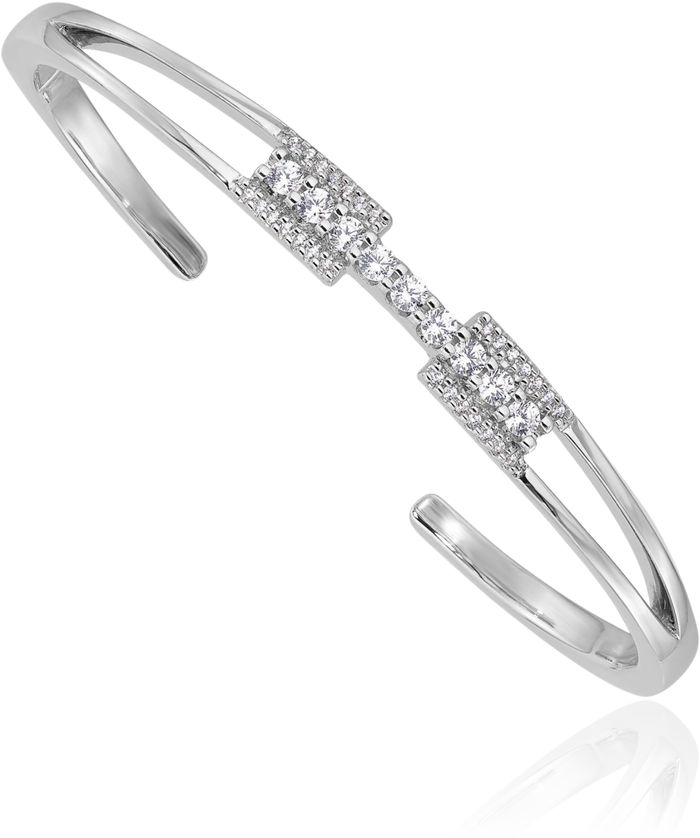 925 Sterling Silver Cubic Zirconia CZ Cuff Bracelet