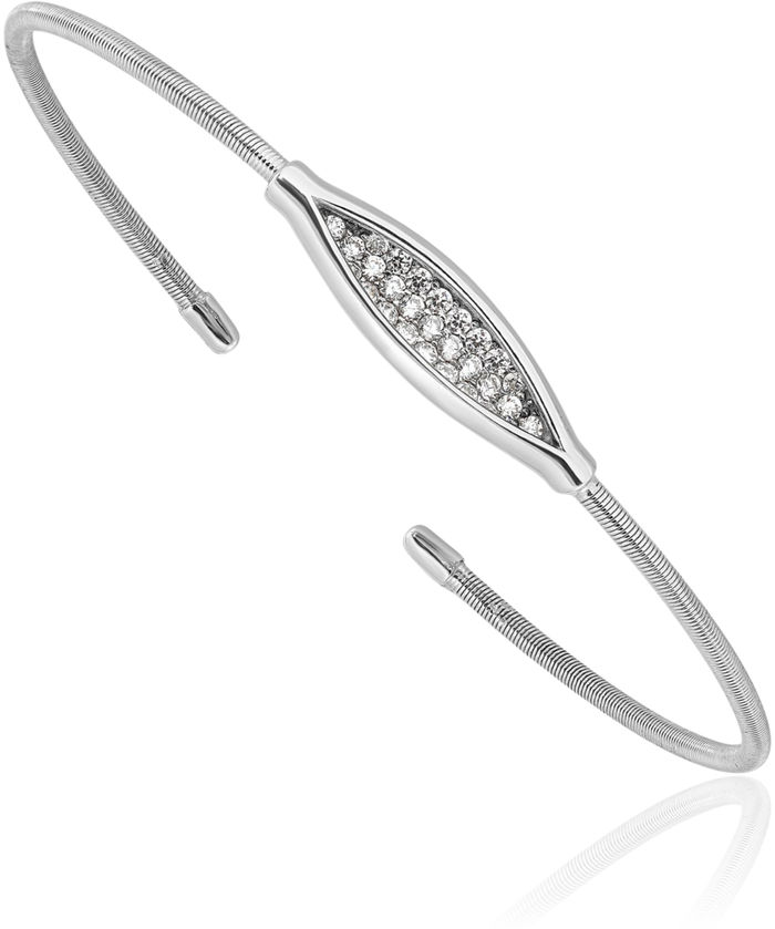 925 Sterling Silver Cubic Zirconia CZ Cuff Bracelet