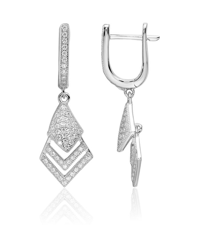 925 Sterling Silver Cubic Zirconia CZ Drop Dangle Earrings