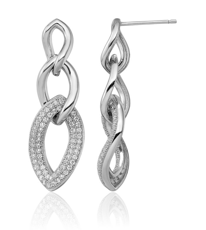 925 Sterling Silver Cubic Zirconia CZ Drop Dangle Earrings