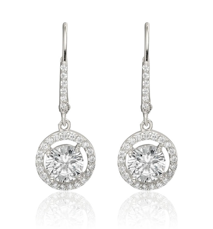 925 Sterling Silver Cubic Zirconia CZ Drop Dangle Earrings