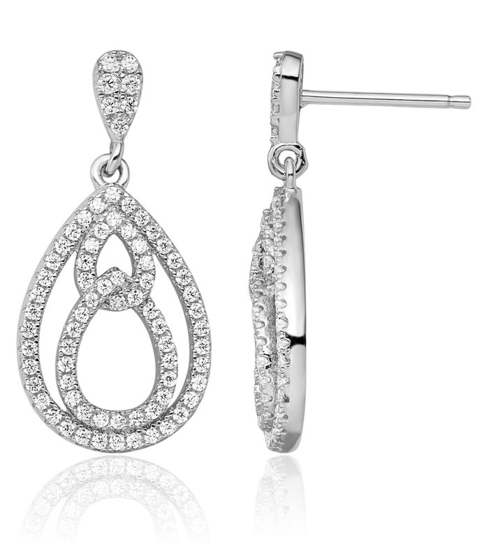 925 Sterling Silver Cubic Zirconia CZ Drop Dangle Earrings