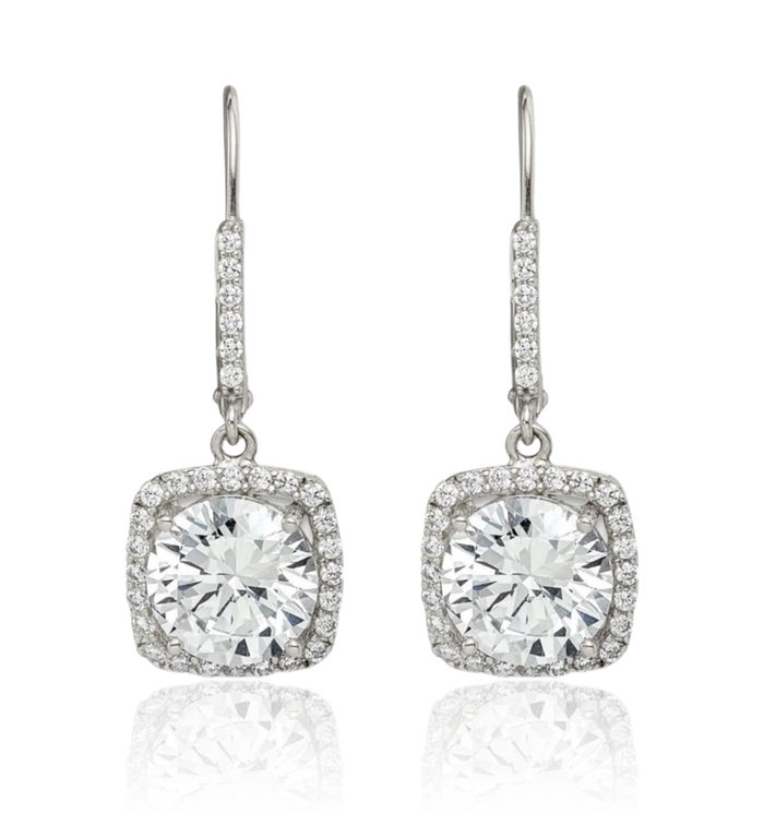 925 Sterling Silver Cubic Zirconia CZ Drop Dangle Earrings