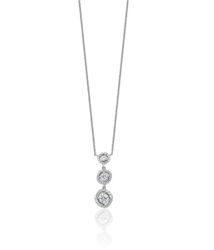 925 Sterling Silver Cubic Zirconia CZ Dangling Chain Necklace