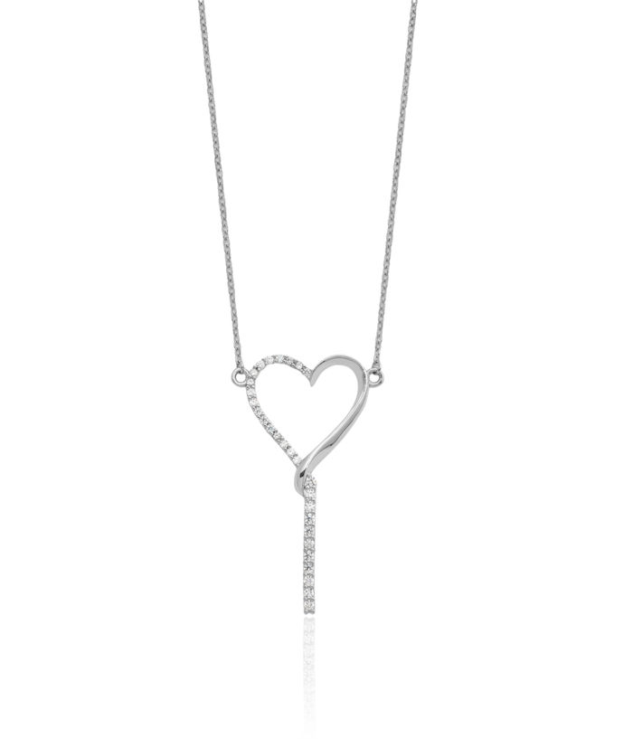 925 Sterling Silver Cubic Zirconia CZ Dangling Heart Necklace Love Pendant Friendship Charm Chain