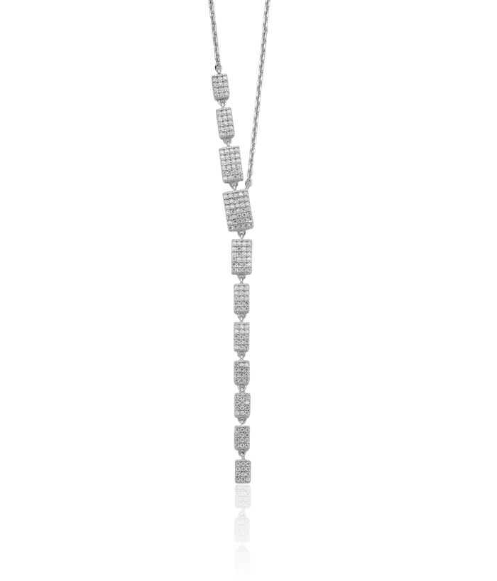 925 Sterling Silver Cubic Zirconia CZ Drop Chain Necklace