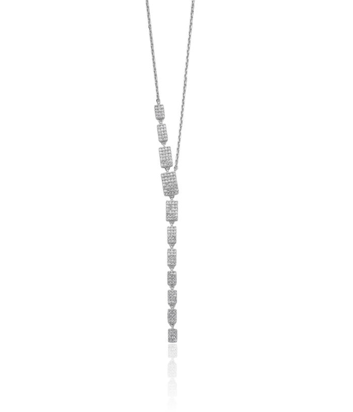 925 Sterling Silver Cubic Zirconia CZ Drop Chain Necklace