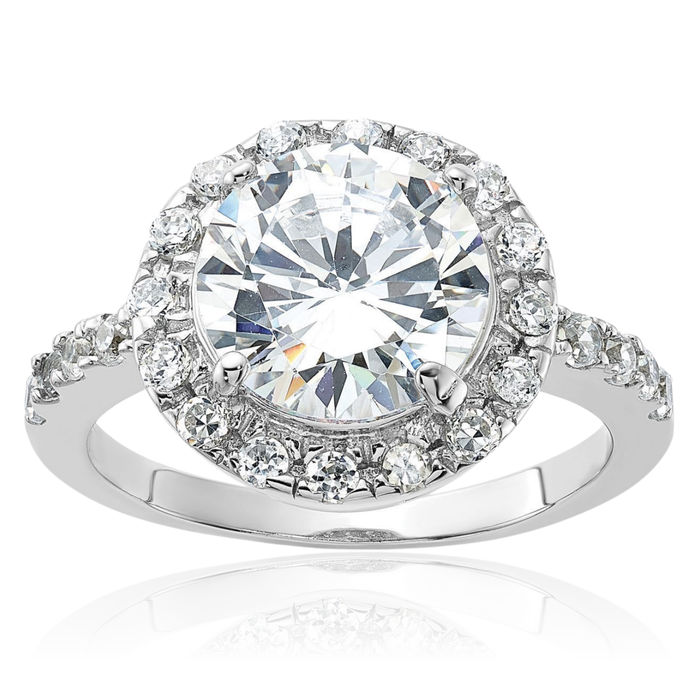 925 Sterling Silver Cubic Zirconia CZ Engagement Ring