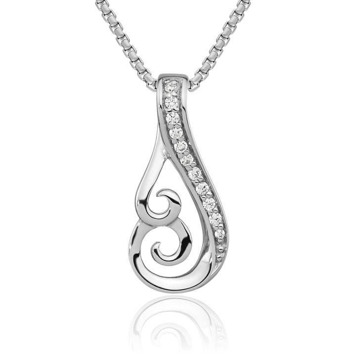 925 Sterling Silver Cubic Zirconia CZ Floating Chain Slide Pendant Necklace Charm