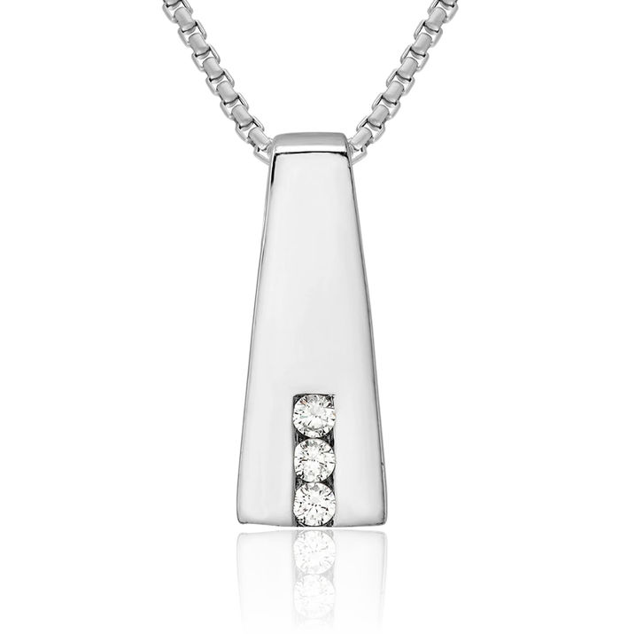 925 Sterling Silver Cubic Zirconia CZ Floating Chain Slide Pendant Necklace Charm