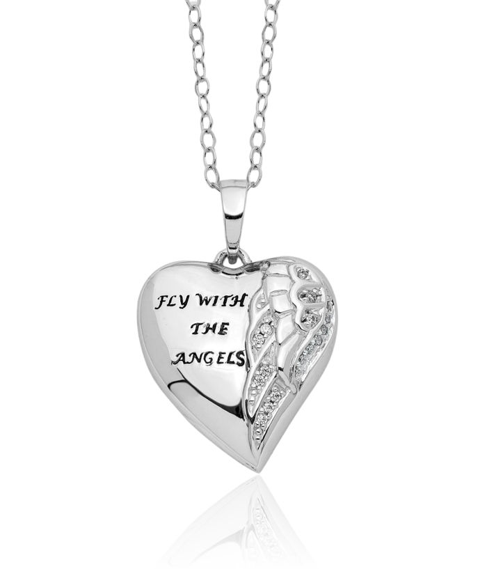 925 Sterling Silver Vintage Cubic Zirconia CZ Fly Guardian Angels Ash Holder Chain Urn Necklace for Ashes Cremation Jewelry