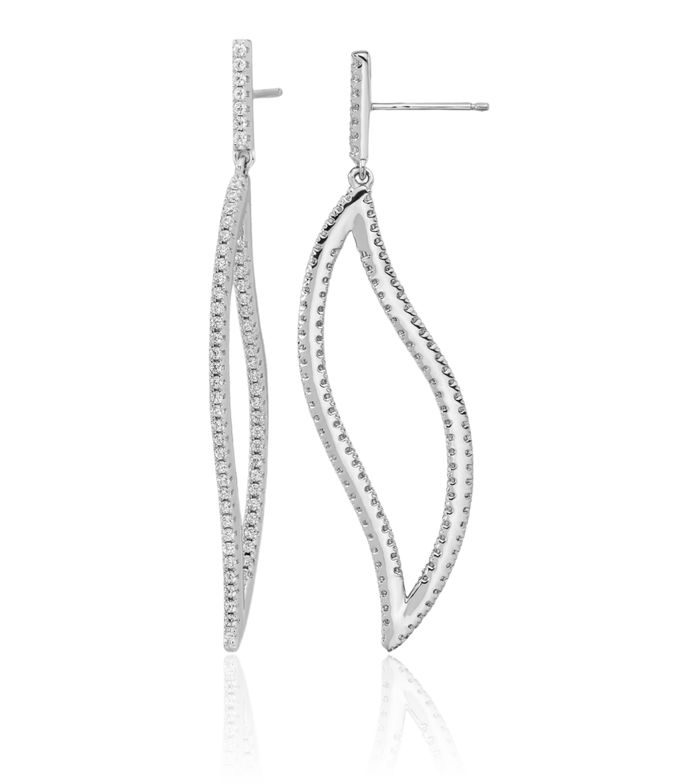 925 Sterling Silver Cubic Zirconia CZ Geometric Post Drop Dangle Earrings