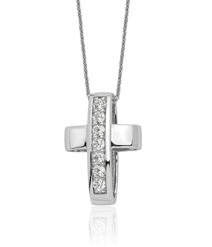925 Sterling Silver Cubic Zirconia CZ Good Perfect Holy Cross Necklace Chain