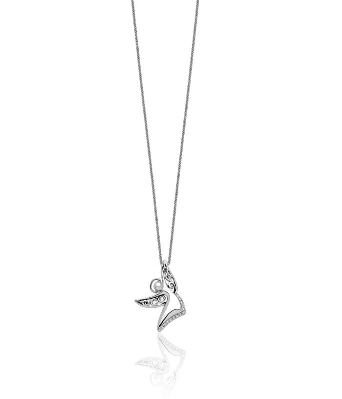 925 Sterling Silver Cubic Zirconia CZ Vintage Guardian Angel Wings of Joy Necklace Chain