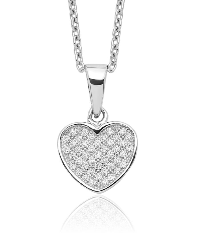 925 Sterling Silver Cubic Zirconia CZ Heart Chain Necklace