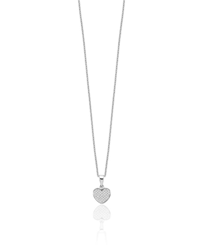 925 Sterling Silver Cubic Zirconia CZ Heart Chain Necklace