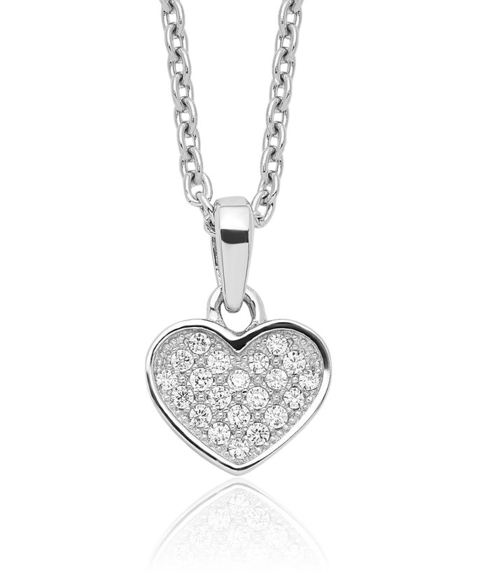 925 Sterling Silver Cubic Zirconia CZ Heart Chain Necklace