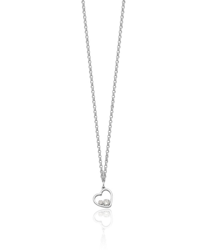 925 Sterling Silver Cubic Zirconia CZ Heart Chain Necklace