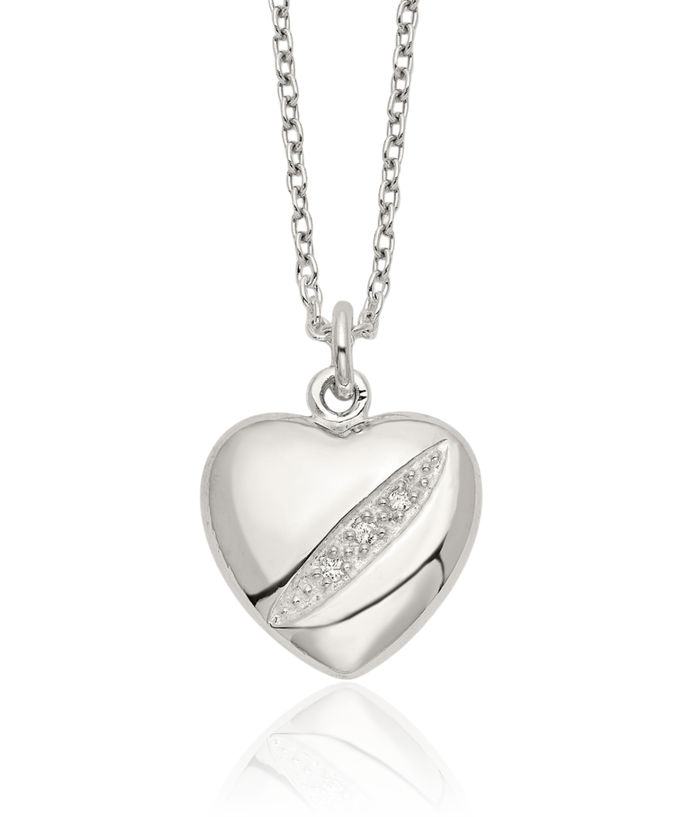 925 Sterling Silver Cubic Zirconia CZ Heart Chain Necklace