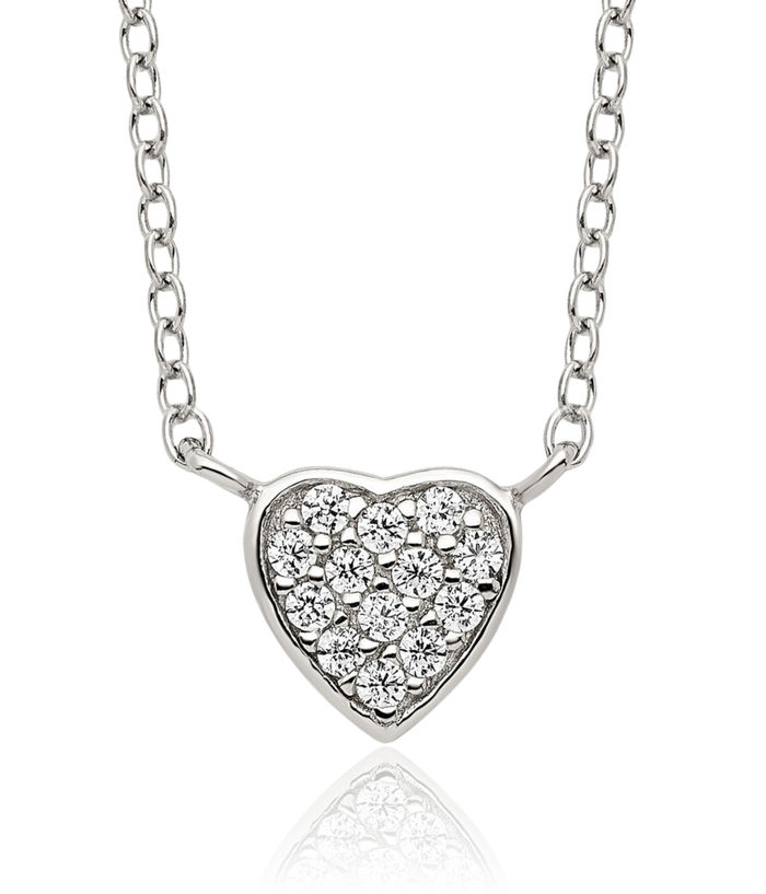 925 Sterling Silver Cubic Zirconia CZ Heart Necklace Love Pendant Friendship Charm Chain