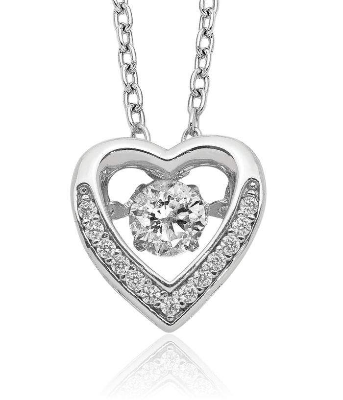 925 Sterling Silver Cubic Zirconia CZ Heart Necklace Love Pendant Friendship Charm Chain