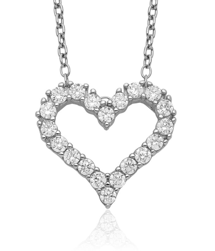 925 Sterling Silver Cubic Zirconia CZ Heart Necklace Love Pendant Friendship Charm Chain