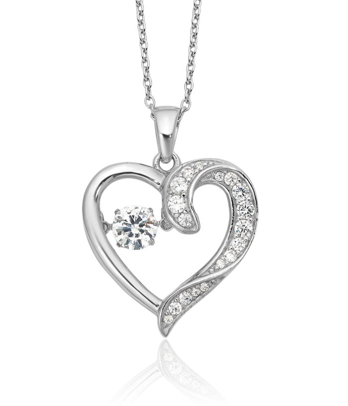 925 Sterling Silver Cubic Zirconia CZ Heart Necklace Love Pendant Friendship Charm Chain