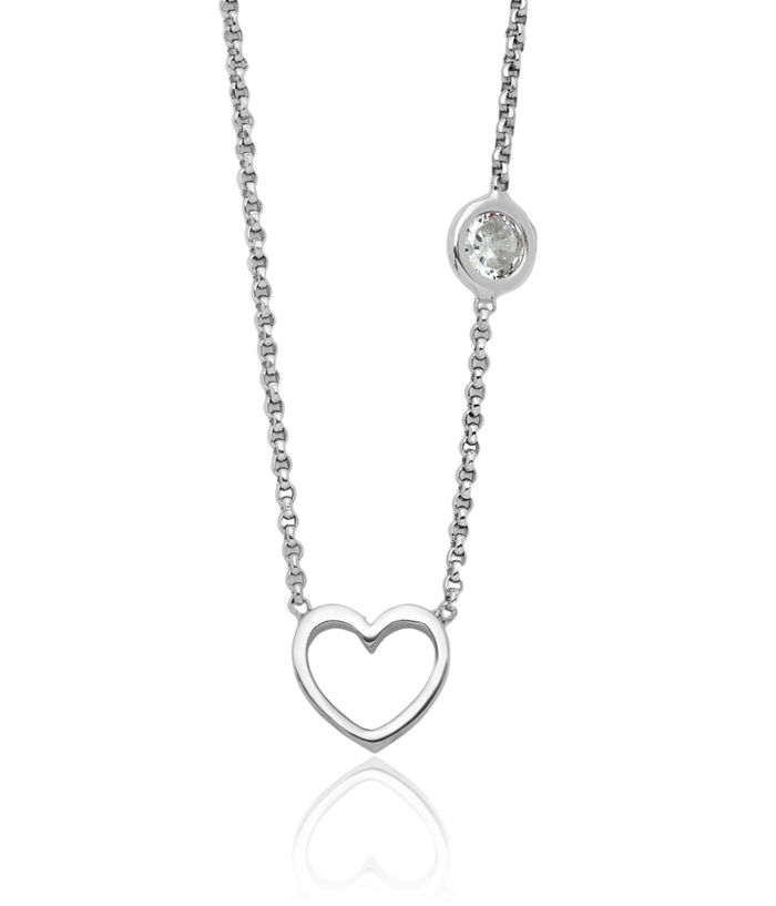 925 Sterling Silver Cubic Zirconia CZ Heart Necklace Love Pendant Friendship Charm Chain