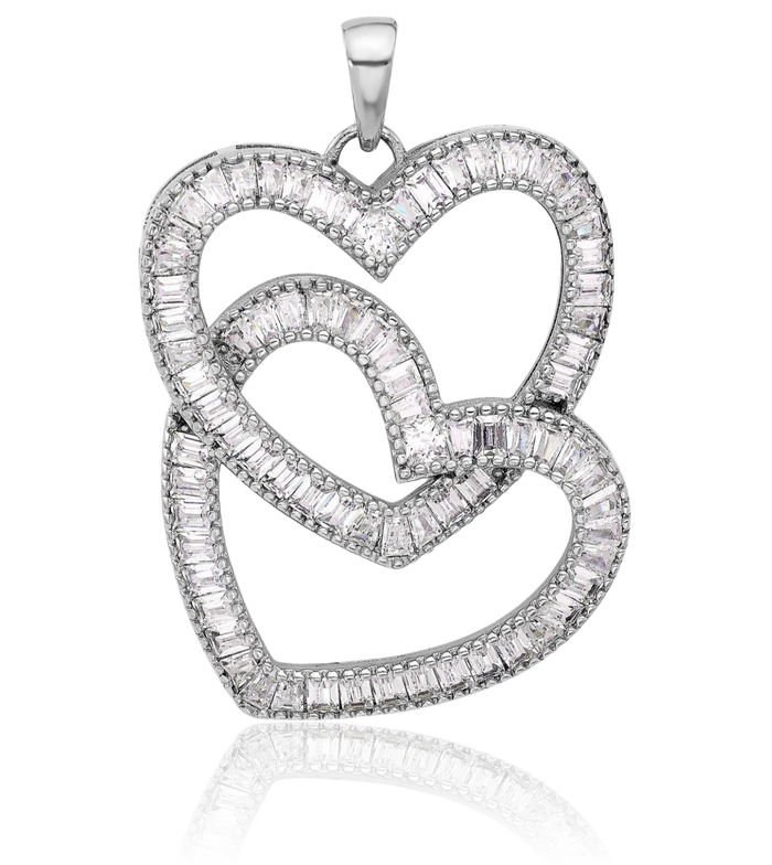 925 Sterling Silver Cubic Zirconia CZ Heart Necklace Love Pendant Charm