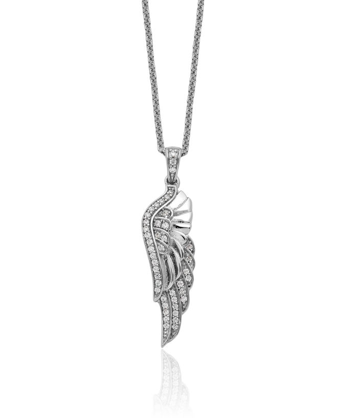 925 Sterling Silver Cubic Zirconia CZ Heaven Sent Wing Necklace Chain