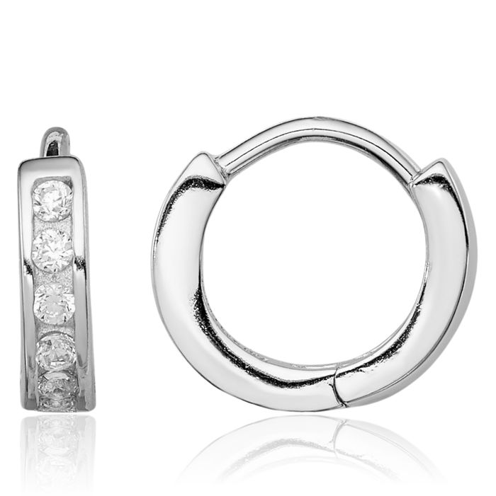 925 Sterling Silver Cubic Zirconia CZ Huggie Mini Hoop Earrings